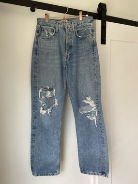 Agolde Distressed Straight Leg Jeans